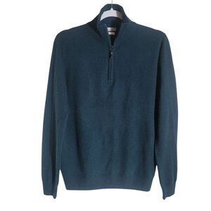 Munrospun Pure Cashmere 1/4 Zip Pullover Sweater Women's Size Medium Green Soft